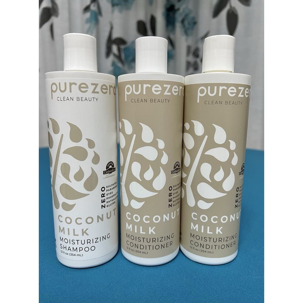 Purezero Moisturizing Coconut Milk Shampoo (1) & Conditioner (2) 12 fl oz 354mL